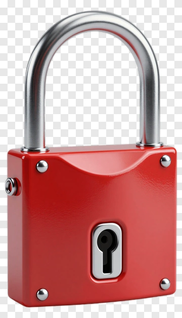 Red Padlock With Silver Shackle PNG