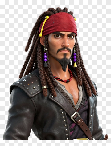 Pirate Character With Braided Hair PNG