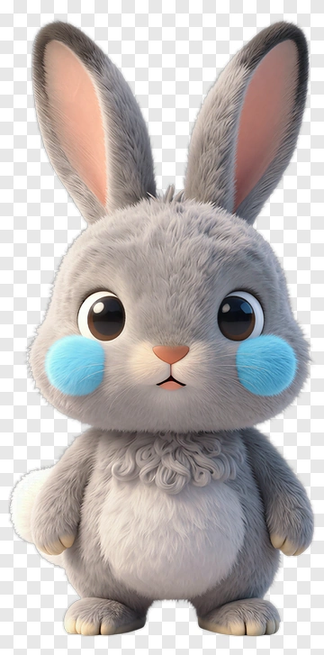 Cute Cartoon Bunny With Blue Cheeks PNG