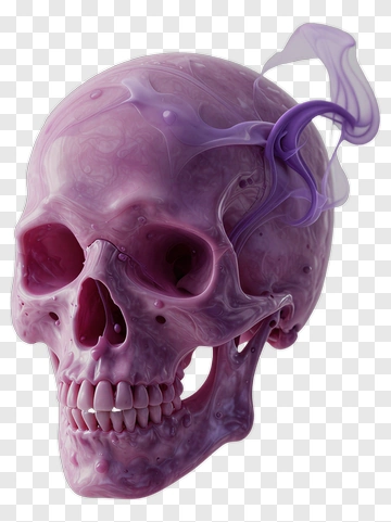 3D Purple Skull With Smoke PNG
