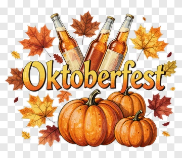 Oktoberfest Celebration With Pumpkins And Beer Bottles PNG