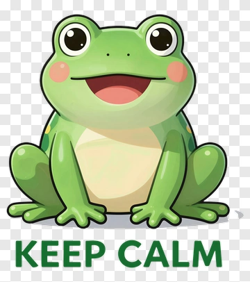 Cartoon Frog With Keep Calm Text PNG
