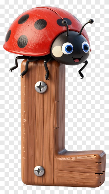 Cartoon Ladybug On Wooden Letter L PNG