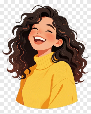 Smiling Woman In Yellow Sweater PNG