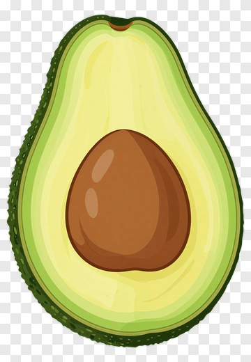 Cut Avocado With Brown Seed PNG