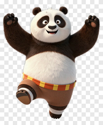 Cartoon Panda Jumping With Excitement PNG