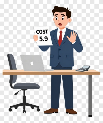 Businessman Holding Cost Sign In Office PNG