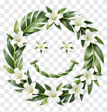 Floral Wreath With Smile Design PNG