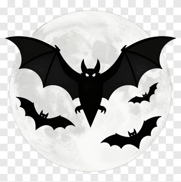 Halloween Bats Flying Against A Full Moon PNG