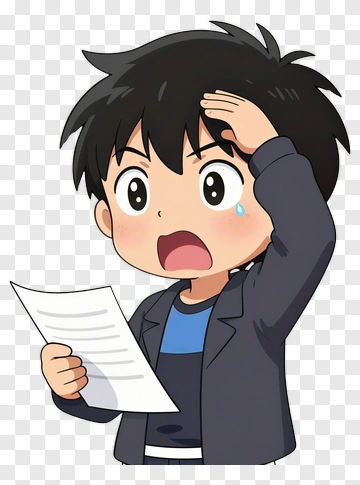 Cartoon Boy Looking Surprised While Holding A Paper PNG