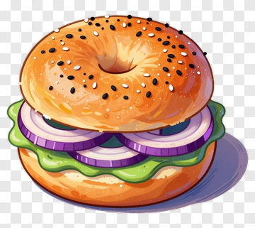 Bagel With Vegetables And Onions PNG