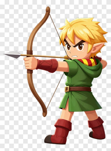 Cartoon Archer Character Drawing A Bow PNG
