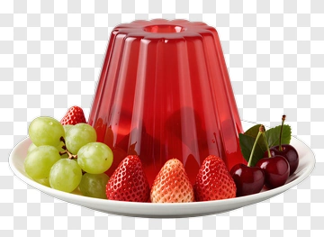 Red Jelly Dessert With Fresh Fruits PNG