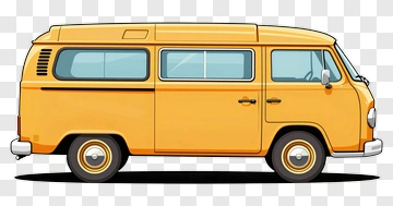 Yellow Vintage Camper Van PNG