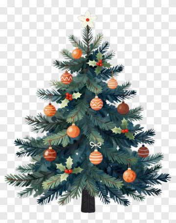 Colorful Christmas Tree With Ornaments PNG