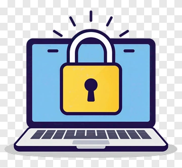 Laptop With Lock Icon For Security PNG