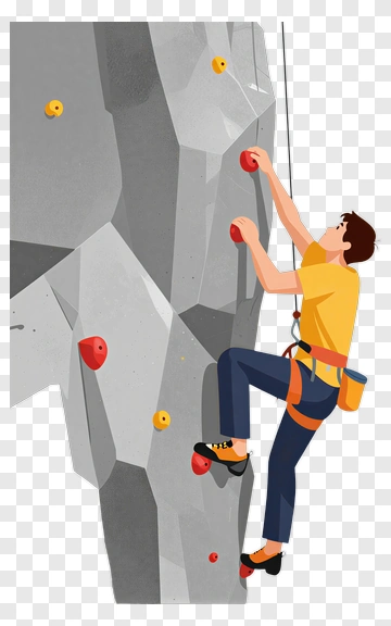Climber Ascending A Rock Wall PNG