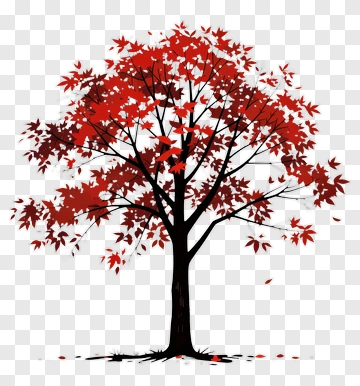 Colorful Tree With Red Leaves PNG