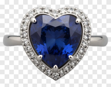 Heart-Shaped Blue Sapphire Ring PNG