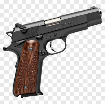 Handgun With Wooden Grip PNG