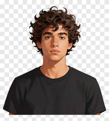 Young Man With Curly Hair PNG