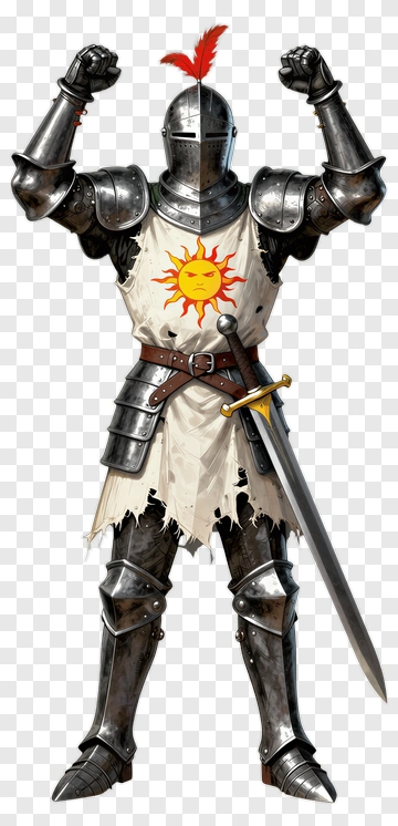 Knight In Armor Holding Sword PNG