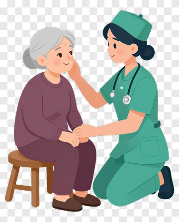 Nurse Caring For An Elderly Patient PNG