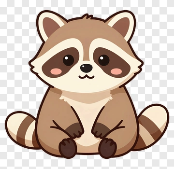 Cartoon Raccoon Sitting Cute PNG