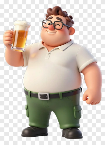 Cartoon Man Holding A Beer PNG