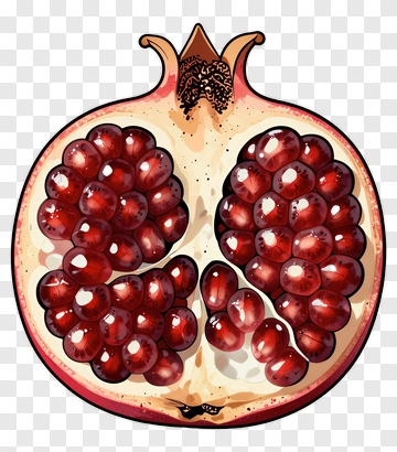Pomegranate Halved With Juicy Seeds PNG
