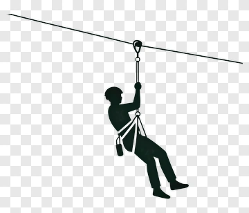 Silhouette Of A Person Ziplining PNG