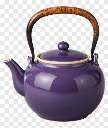 Purple Teapot With Wooden Handle PNG