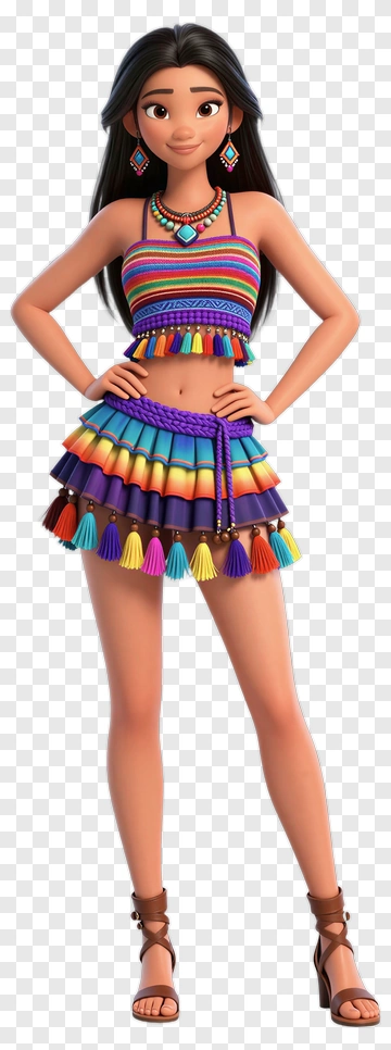 Colorful Girl In Traditional Dress PNG