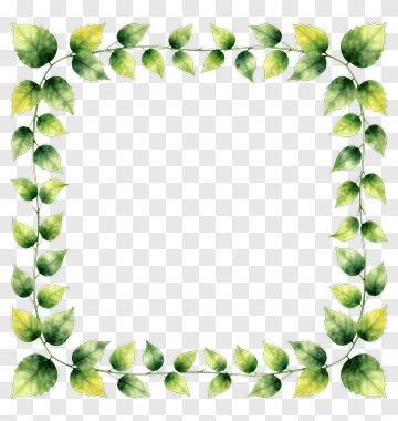 Watercolor Leaf Frame PNG