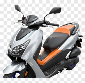 Silver Scooter With Orange Accents PNG