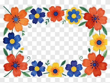Colorful Floral Frame PNG