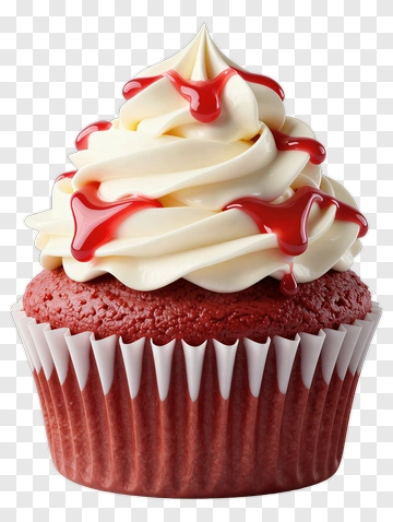Red Velvet Cupcake With Cream Cheese Frosting PNG