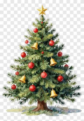 Christmas Tree With Ornaments And Star PNG