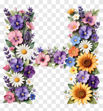 Floral Letter H PNG
