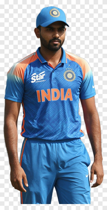 Cricketer Wearing India Jersey PNG