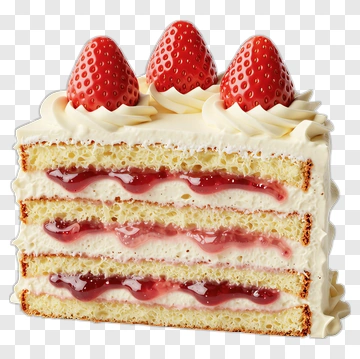 Strawberry Cake With Cream And Jam Layers PNG