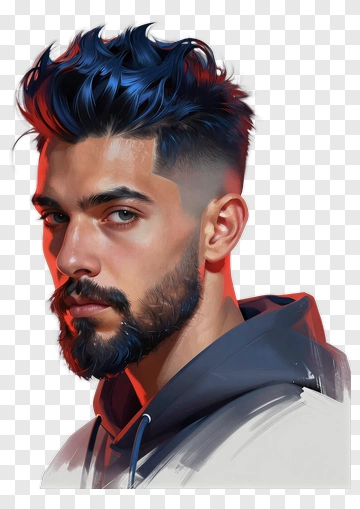 Stylish Man With Blue Hair And Beard PNG
