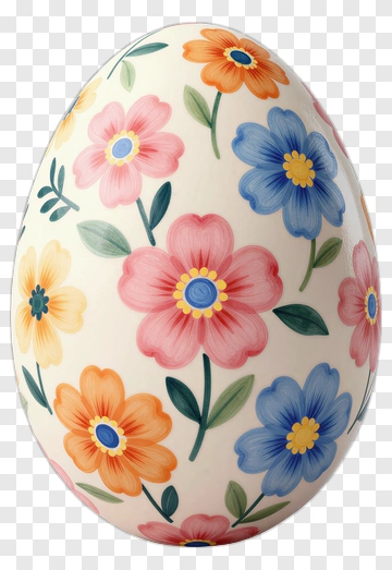 Colorful Easter Egg With Floral Design PNG