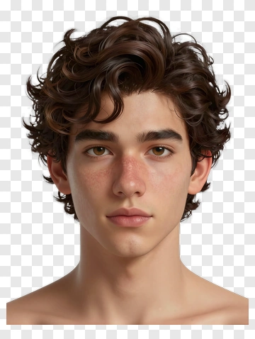 Young Man With Curly Hair PNG