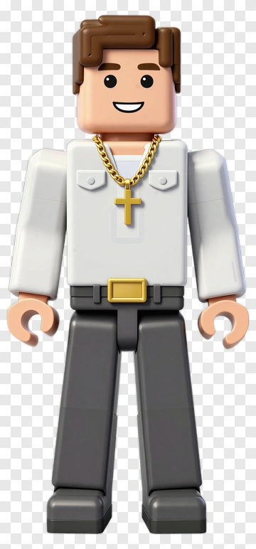 3D Cartoon Character With Cross Necklace PNG