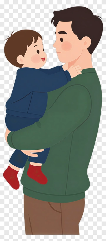 Father Holding A Happy Child PNG