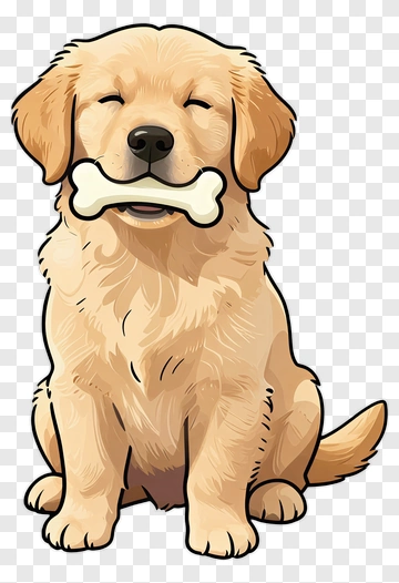 Cartoon Golden Retriever Holding A Bone PNG