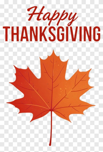 Thanksgiving Leaf With Happy Thanksgiving Text PNG