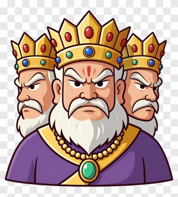 Cartoon Three-Headed King PNG