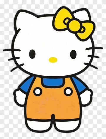 Hello Kitty Character With Yellow Bow PNG